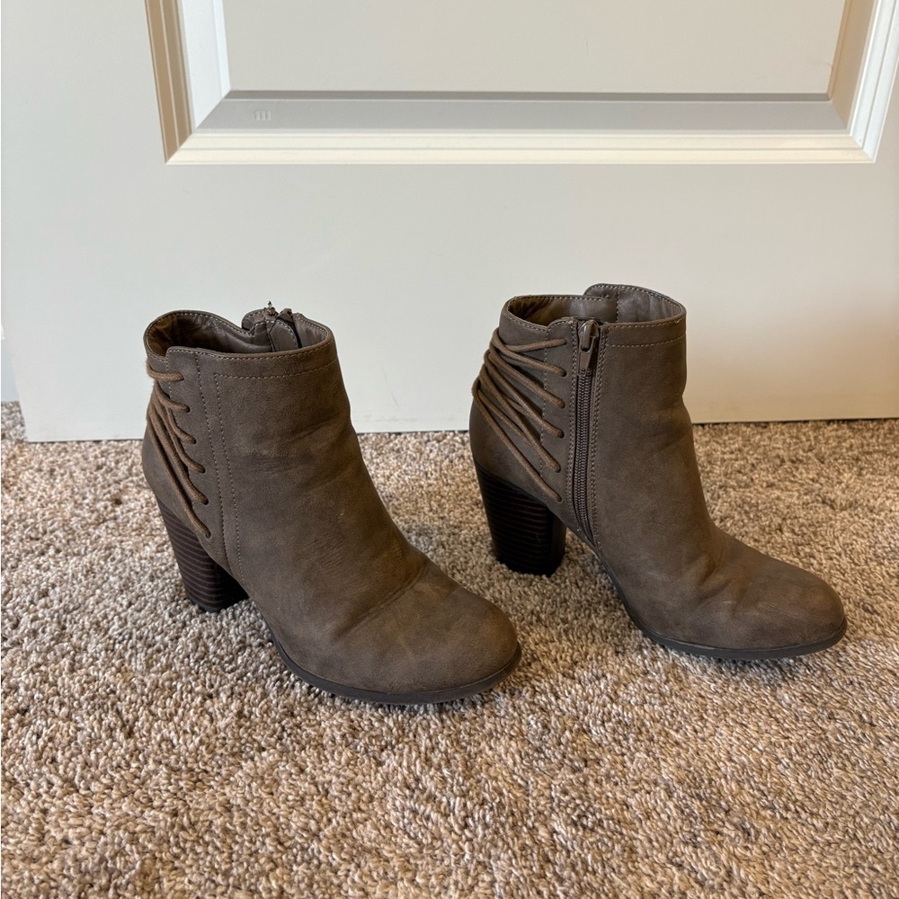 Madden Girl Brown Block Heel Ankle Booties